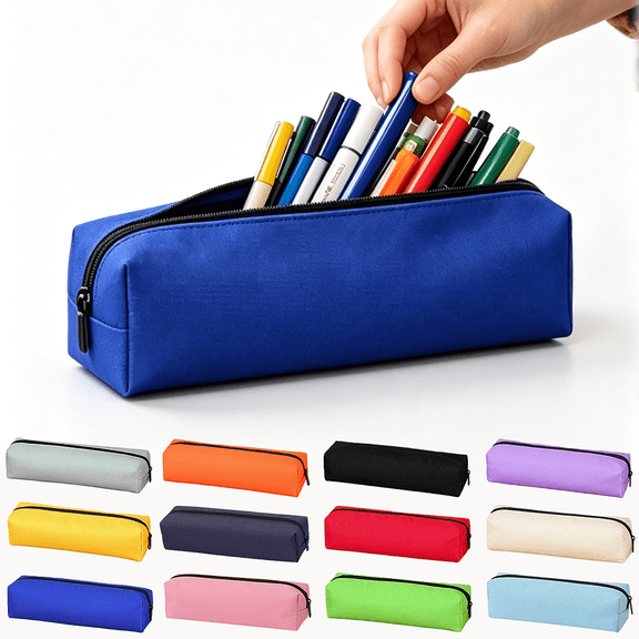 Lksixu Small Pencil Case, Solid Color Pencil Pouch with Smooth Zipper, Simple Stationery Organizer, Compact Pen Holder Portable Travel Cosmetic Makeup Bag, Navy
