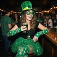 thumbnail image 3 of Alaiyaky 6 Pcs St Patrick's Day Costume Accessories Set Shamrock Hat Green Tutu Skirts Glasses Stocking Arm Warmers Bead Necklace for Irish Party Decor, 3 of 7