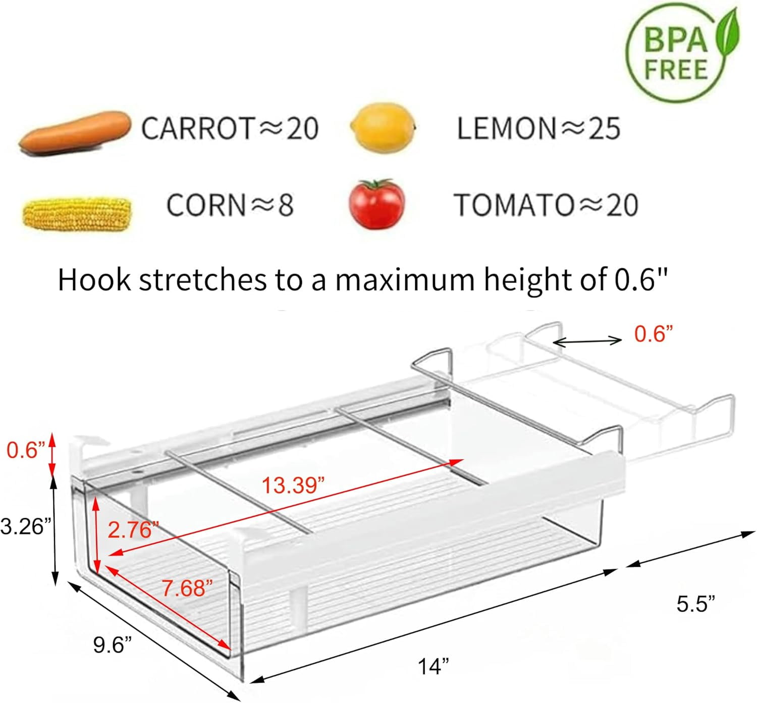 Fridge 28 Egg Drawer Pull Out,Clear Egg Holder Tray for Refrigerator With Handle, Refrigerator Organizer Bins Heavy Duty