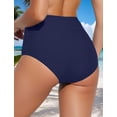 thumbnail image 3 of FEOYA Women's High Waisted Bikini Bottom Ladies Full Coverage Swim Bottoms Tummy Control Bathing Suit with Pockets Swimsuit Shorts for Gym Swimming S Blue, 3 of 7