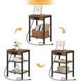 thumbnail image 4 of HOOBRO 15" 3-Tier End Table with USB Port Adjustable Shelves Living Room Bedroom Brown BF112BZ01, 4 of 8