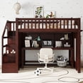thumbnail image 2 of Twin Size loft bed with movable desk and storage shelf, featuring storage stairs, Espresso, 2 of 9