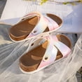 thumbnail image 6 of WAYUTE Girls Sandals Rainbow Glitter Cross Strap Cork Footbed Sandals Adjustable Back Strap Open Toe Summer Casual Beach Shoes,Multicolour,8.5 Y-9 Y, 6 of 7