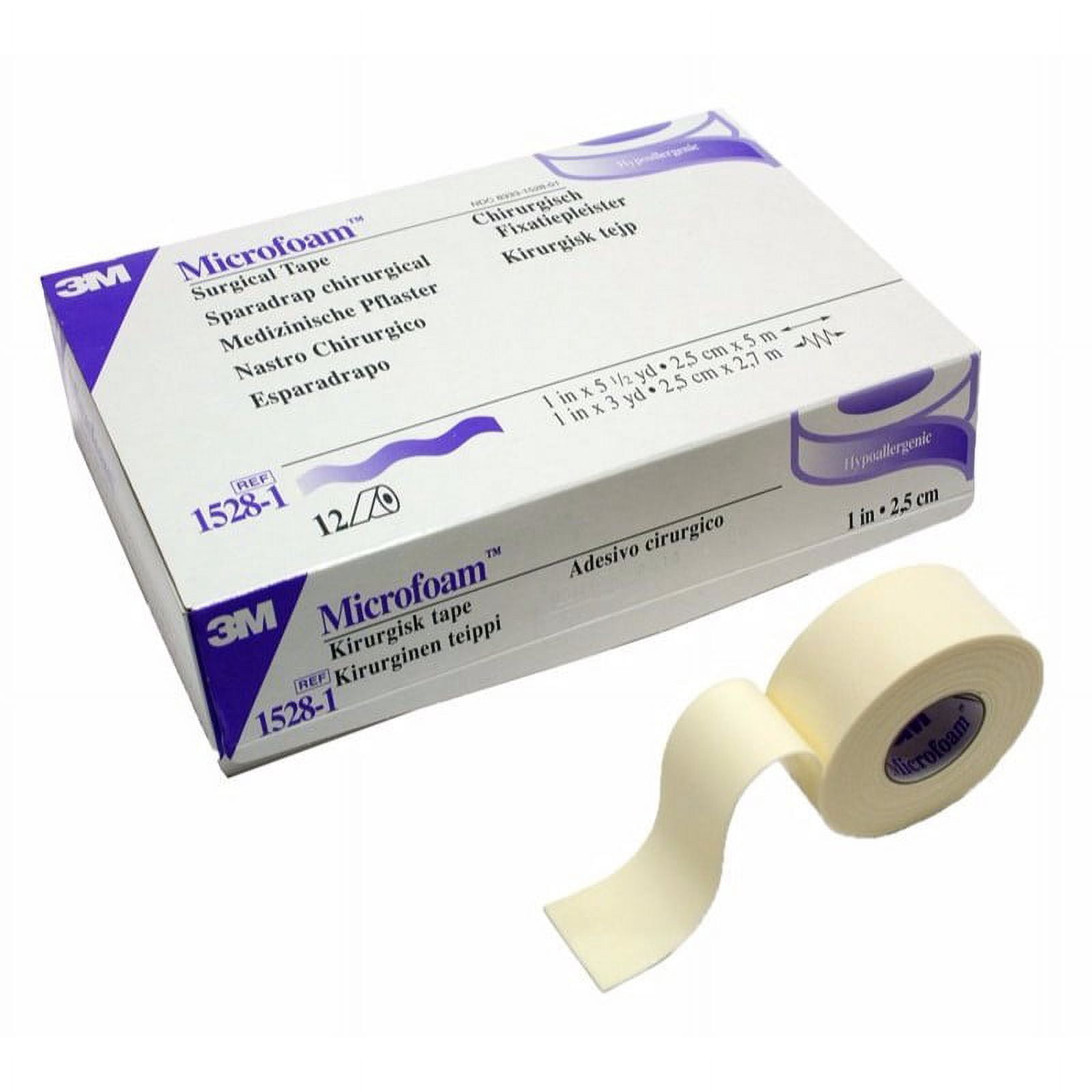 Microfoam Water Resistant Foam Surgical Tape 1528-1 Box of 12, White