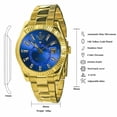 thumbnail image 5 of Men's Solid Steel Blue Dial 18K Gold Finish Simulated Diamond 40mm Watch W/Date, 5 of 6