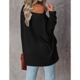 thumbnail image 3 of Suéter De Punto De Un Hombro Suéter De Punto Batwing Manga Larga Un Hombro Color Puro Tops Casuales De Moda Para Mujeres Negro XL ANGGREK XL negro, 3 of 5