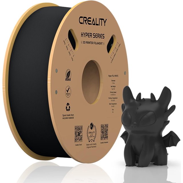 Filamento para impresora 3D Creality Hyper PLA, 1,75 mm, 1 kg, negro