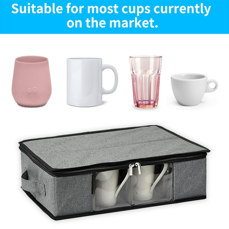 Coffee Cup Storage Box with Zipper and Handles 12 Cups Stackable