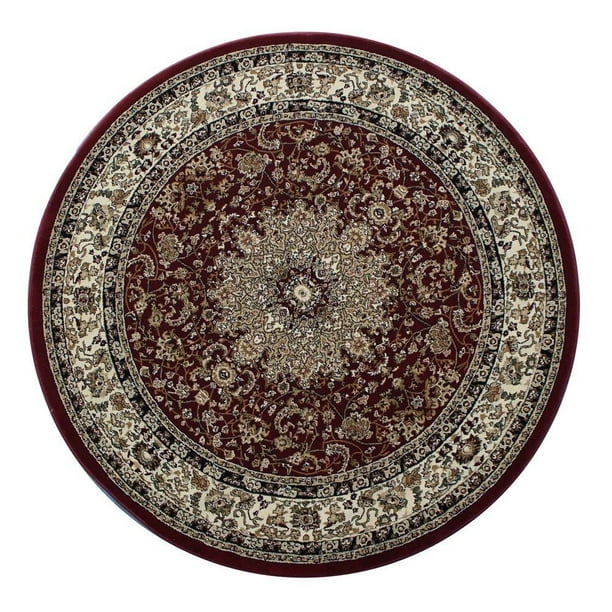 Traditional round area rug persian style design elegance 205 burgundy Traditional Round Area Rug Persian Style Design Elegance 205 Burgundy