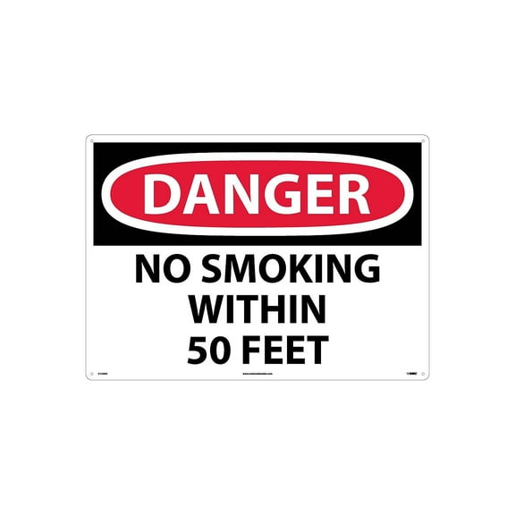 National Marker No Smoking Within 50 Feet 20X28 .040 Aluminum Danger Sign D124AD