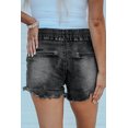thumbnail image 1 of ABPHQTO Shorts de mezclilla desgastados con dobladillo sin rematar en cintura elástica negra para mujer, 1 of 5