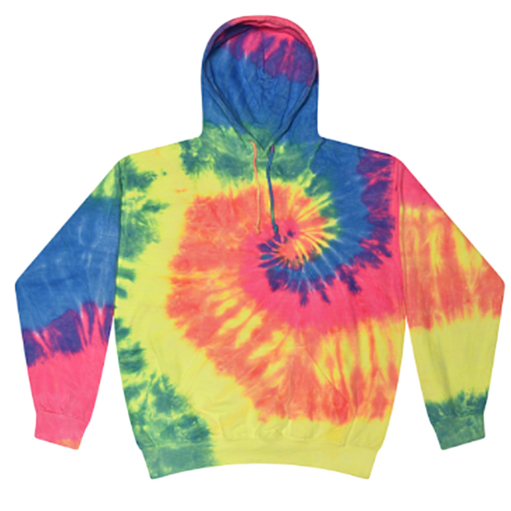 Unisex Tie-Dye Pull Over Hoodie - Neon Rainbow / Large - Walmart.com