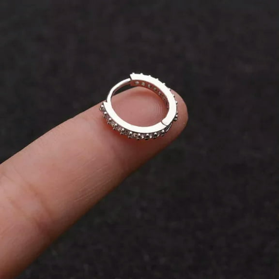 K-KED 1pc Girls Fashion Titanium Hinged Segment Nose Ring Septum Clicker Daith Hoop-silver 10mm