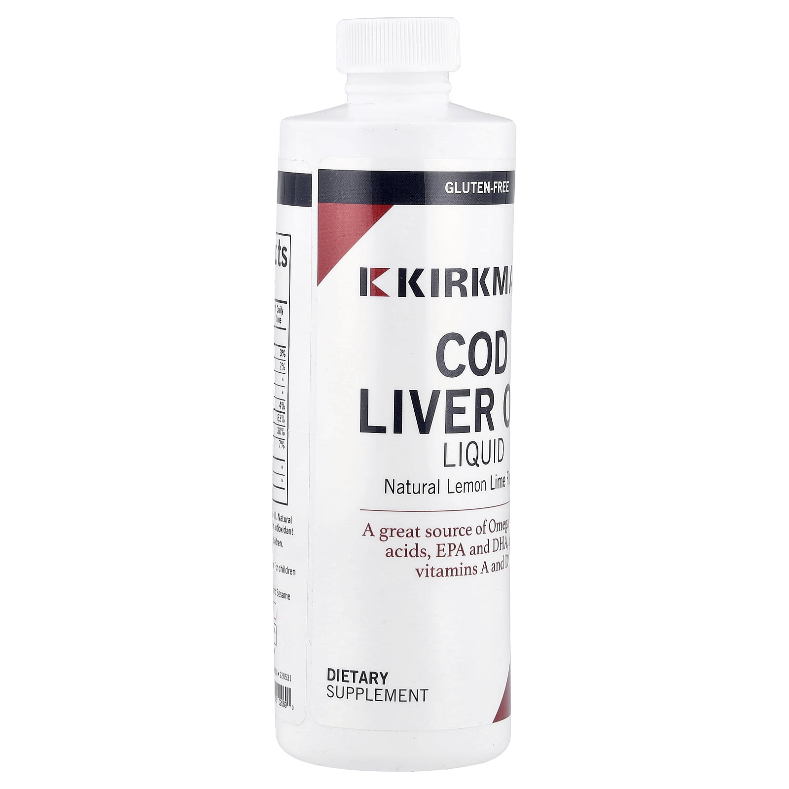 Kirkman Labs Cod Liver Oil Liquid, Natural Lemon Lime, 8 fl oz (237 ml)