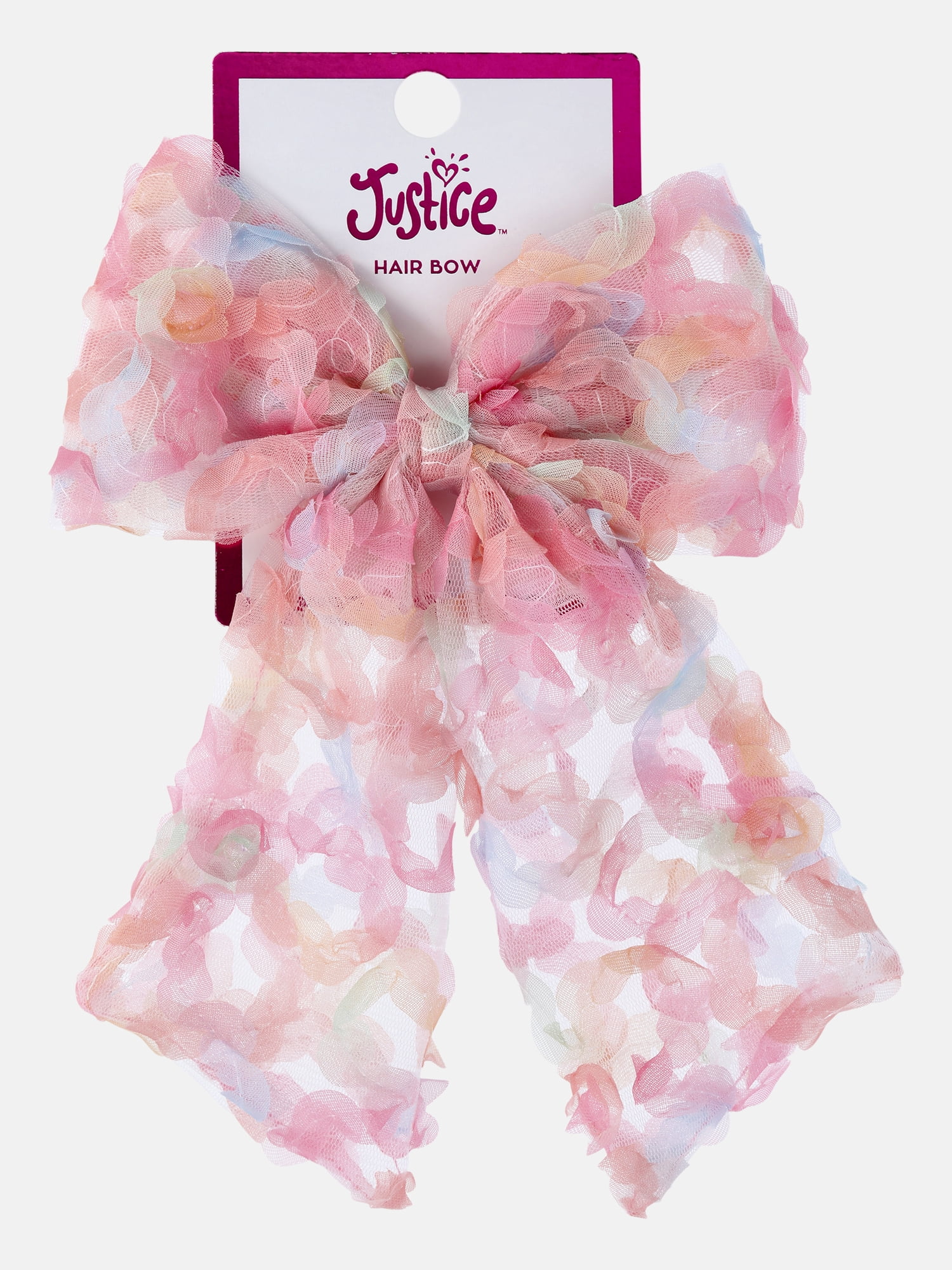 Justice Girls Multi-Color Mesh Texture Bow Barrette Clip