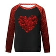 thumbnail image 4 of Penkiiy Hauts de Mode à Manches Longues pour Femmes, Col Rond Mignon, Blouse Tendance, Saint-Valentin 2025, Grande Taille, Imprimé Cœur d'Amour, S Rouge, 4 of 4