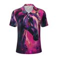 thumbnail image 2 of Daiia Watercolor Painting White Horse Pattern Men’s Polo Shirts,Solid Deck Shirt,Classic Fit, Breathable Cotton Polo for Casual and Sport Wear-Medium, 2 of 7