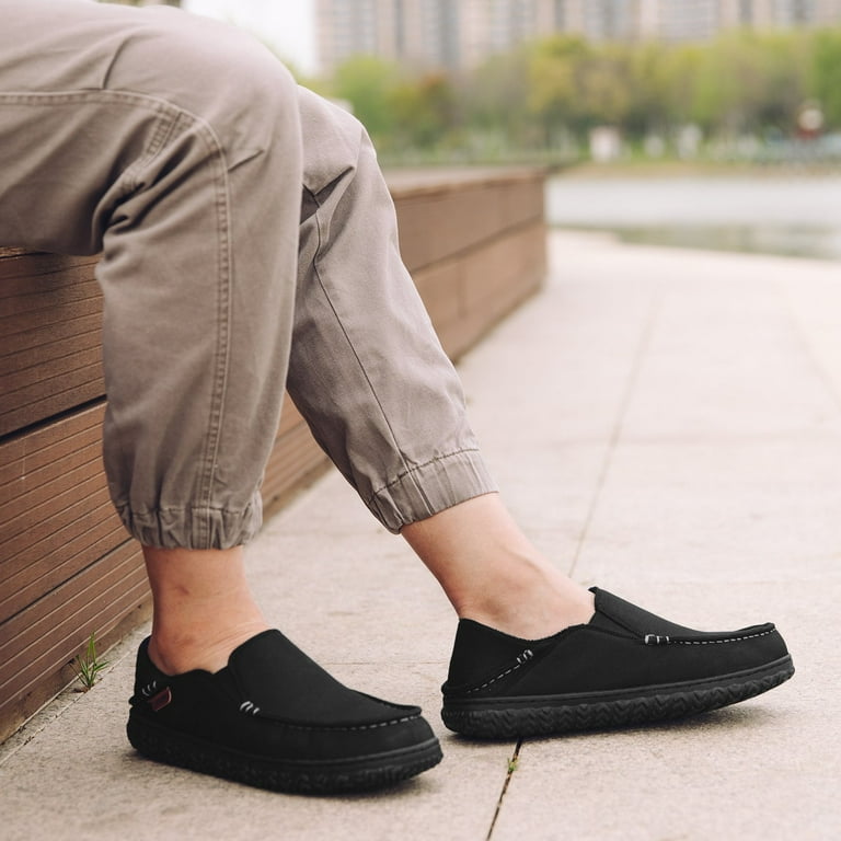 LongBay Men's Moccasin Slippers Comfy Memory Foam House Shoes for