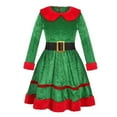 thumbnail image 4 of YAYUBA Toddler Christmas Dress Elf Outfits for Girls Christmas Holiday Dress Up Clothes Santa Little Helper Suit Hat Ear Belt Socks Set, 4 of 4