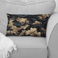 thumbnail image 2 of DESIGN ART Designart "Black And Gold Damask Flower Blossoms III" Damask Printed Throw Pillow 12 x 20, 2 of 5