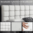 thumbnail image 4 of Fullfurnique Upholstered Platform Bed Frame with Square Tufted Headboard, Queen, Beige, 4 of 10
