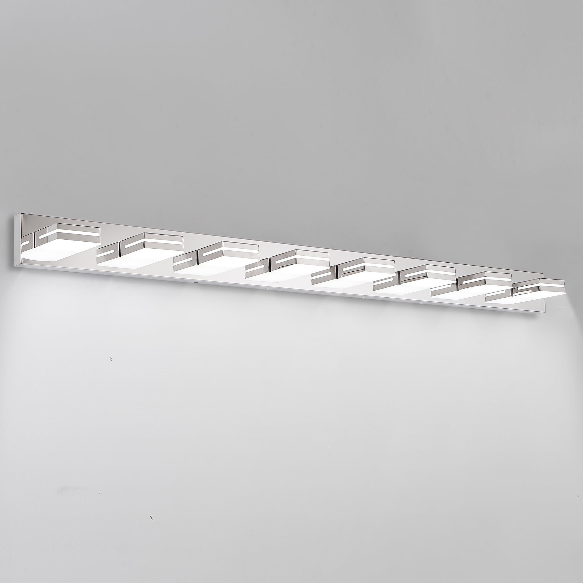 Miniyam 8-Lights LED Vanity Light, Modern Wall Sconce for Bathroom Over Vanity Mirror, Dimmable Light Fixture, Chrome