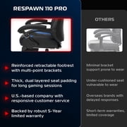 كرسي ألعاب مريح RESPAWN 110 Pro مع مسند للقدمين للبالغين - كرسي ألعاب مكتبي مريح مع دعم أسفل الظهر ومسند للرأس، كراسي ألعاب فيديو على طراز السباق للاعبي الكمبيوتر - أزرق