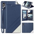 thumbnail image 1 of Case for iPhone Xs Max, [Blue] Infolio Wallet Credit Card Slot ID Cover, View Stand [with Wrist Strap Lanyard] for Apple iPhone Xs Max (Size 6.5" model) (10s Max), 1 of 6