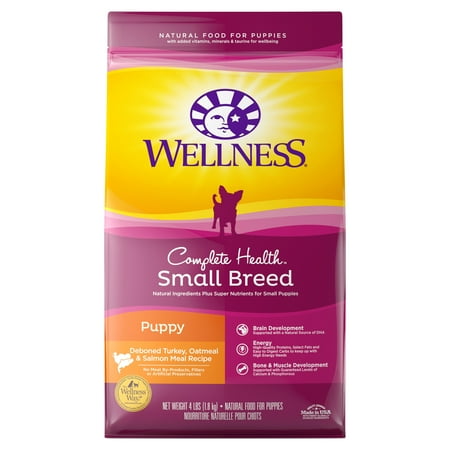 UPC: 0076344891161 | Wellness Complete Health Natural Dry Small Breed Puppy Food Turkey Salmon & Oatmeal 4-Pound Bag