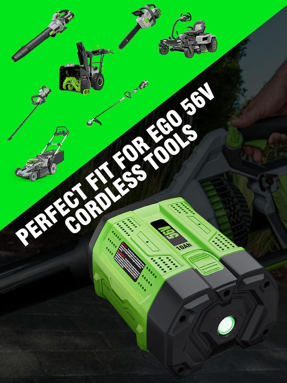 4Pack 56 Volt 10000mAh for EGO Battery High Capacity Replacement for EGO Battery 56V 10Ah Lithium ion BA5600T BA1400T BA4200T BA2240 BA2800 BA2800T Compatible with EGO All 56V Power Tool and Chargers