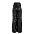 thumbnail image 4 of SNKSDGM Women's Plus Work Pants Womens Straight Leg Work Pants Women Cargo Women Leather Pants Solid Color Pockets High Waist Straight Wide Leg Leggings Slim Fit Trousers Vintage Pants, 4 of 5