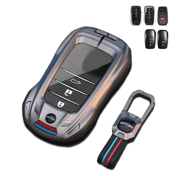 Sports Style Metal Key Fob Case Key Cover Protector Shell Compatible for Toyota Venza RAV4 Prime Sienna Land Cruiser Fortuner Mirai 2019-2024