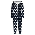 thumbnail image 6 of Xdegoge Womens Fleece Pajamas Sleepwear Fuzzy Winter Onesies Polka Dot Vintage Loose Hooded Cozy One Piece Long Sleeve Zip Up Jumpsuits Pjs Outfits, 6 of 6