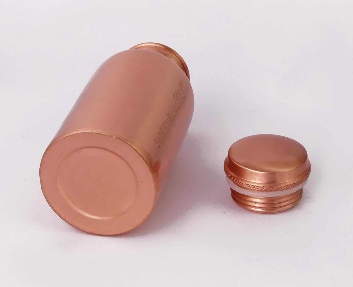 BUYERWELL 100% Pure Copper Water Bottle 17 Oz Bottle with Lid – Ayurvedic Vessel – Copper Water Vessel – Small -Leak Proof - Seamless Matt Finish