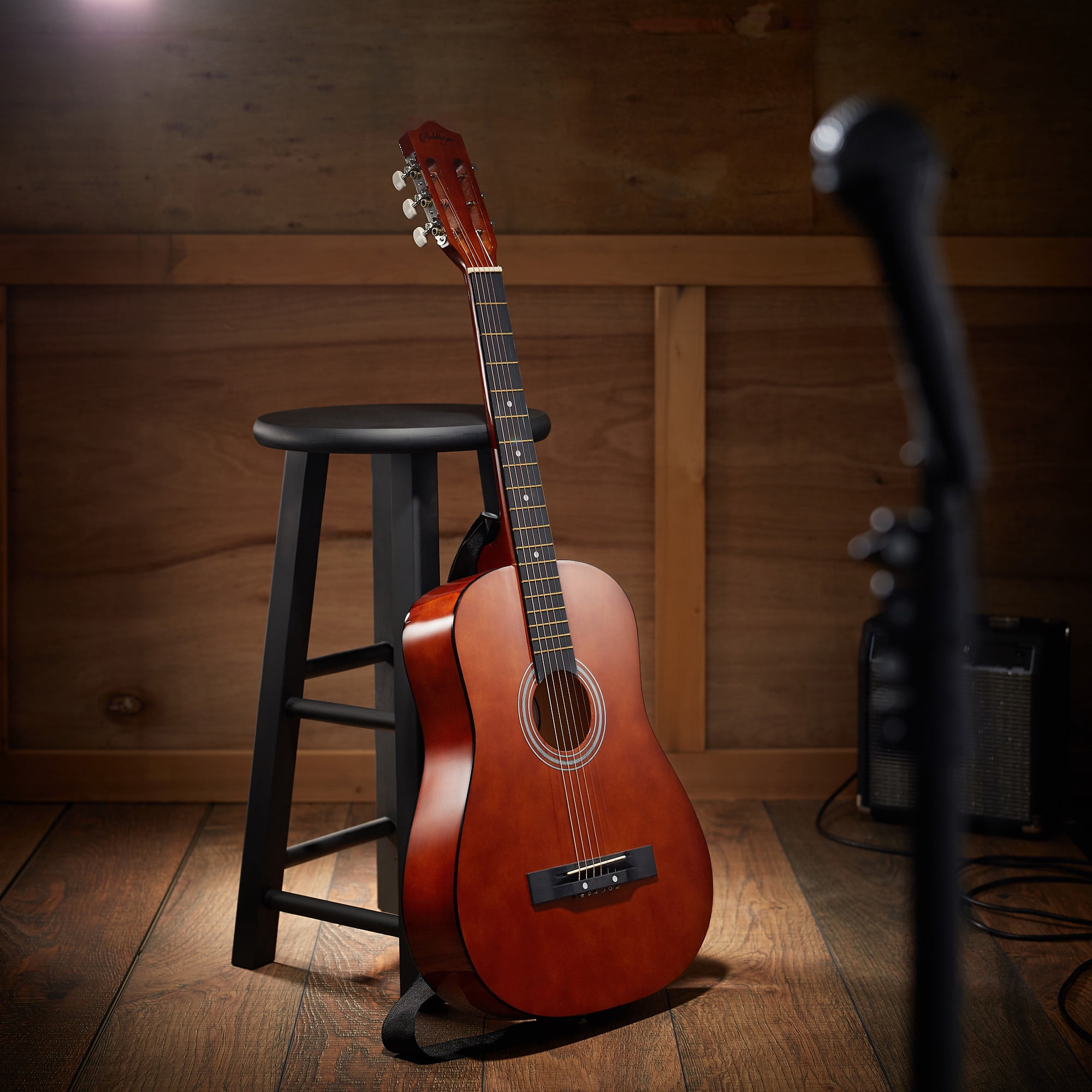 Ashthorpe 38-Inch Beginner Acoustic Guitar - Brown, Complete Starter Kit with Gig Bag, Extra Strings, Strap, and Lessons