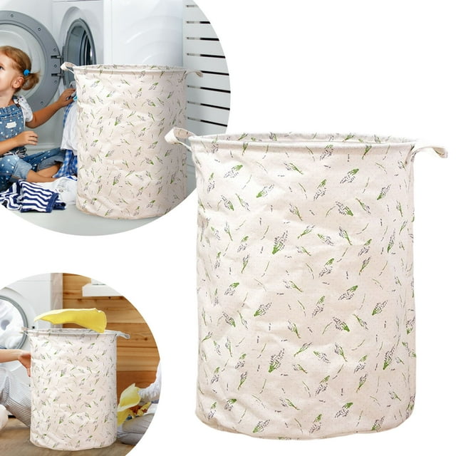 Patterned Linen Laundry Hamper with Open Top for Bedroom or Bathroom – Durable -Linen Fabric Breathable Large Capacity and Stylish Design for Busy Homes