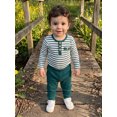 thumbnail image 5 of Cjfdfy Newborn Baby Boys Fall Outfits  Striped Waffle Knit Long Sleeve Striped Romper With Elastic Waist Solid Pants 2Pcs Infant Fall Winter Outfit Coming Home Outfit 0-18M, 5 of 9