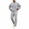 thumbnail image 2 of Kakii Men's Fleece-Lined Sweatsuit Set, Long Sleeve Crewneck Pullover & Drawstring Joggers Matching Outfit, Cozy Two-Piece Loungewear, 2 of 9