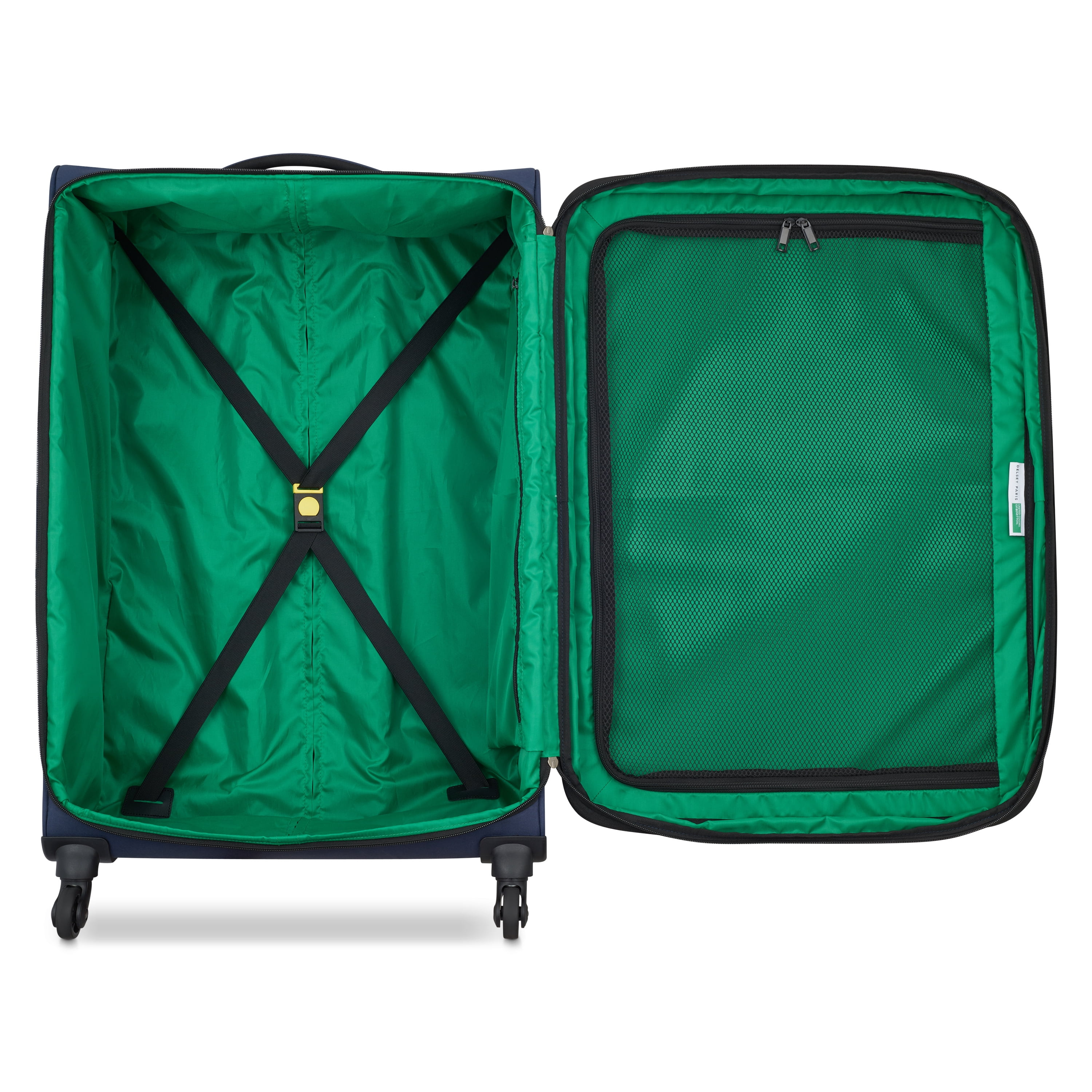 United Colors of Benetton x Delsey Paris, Ribbed Softside 27" Large Checked Expandable Spinner Luggage, Navy