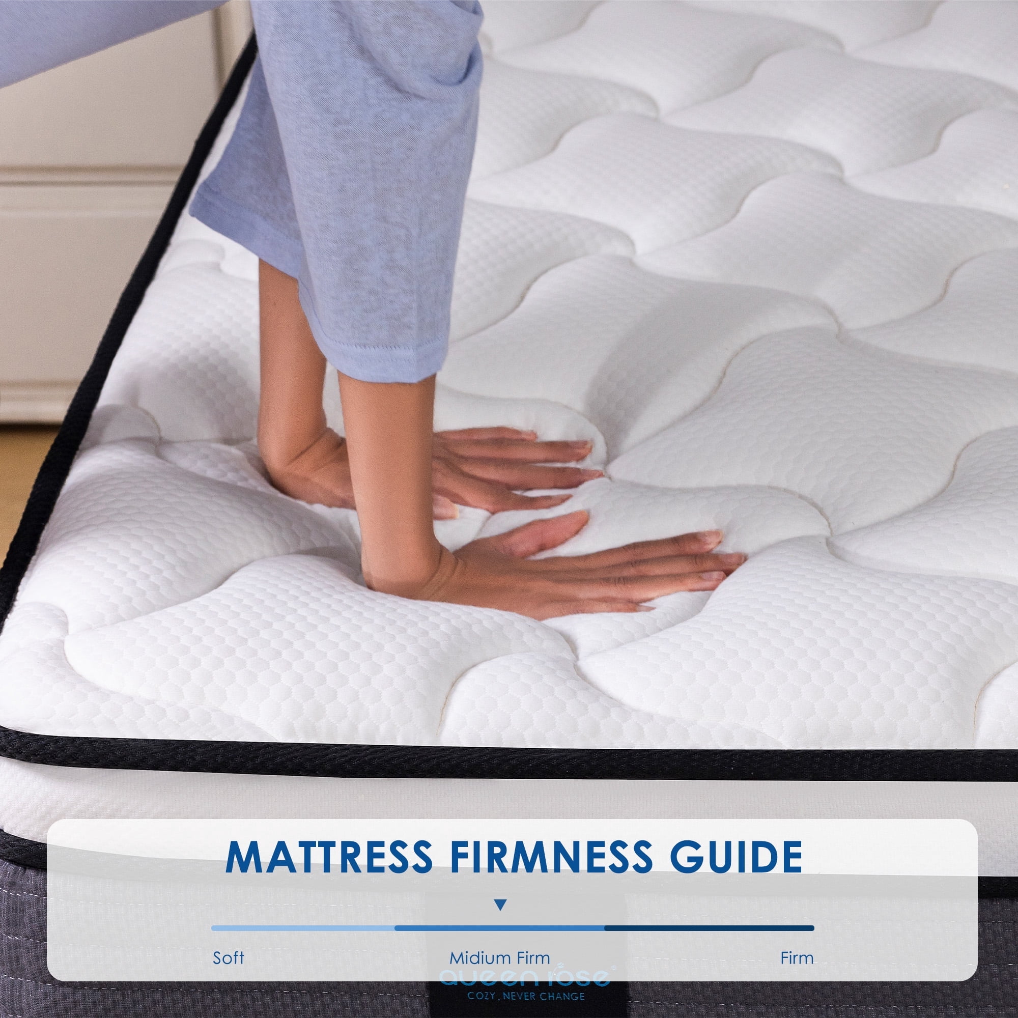 Queen Rose 12'' Hybrid Cooling Mattress with Gel Memory Foam & Pocket Coils, Queen Size