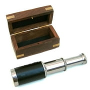 INDIA OVERSEAS TRADING Chrome Pullout 6" Brass Telescope with Box