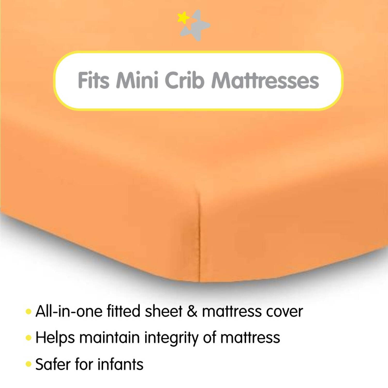 BreathableBaby All-in-One Fitted Sheet Waterproof Cover, For 38 x 24"/97 x 61 cm Mini Crib Mattress, Coral (2-Pack)