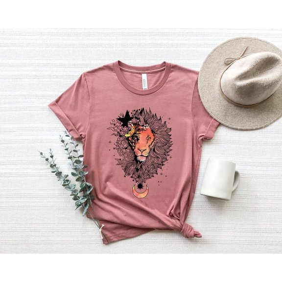 Floral Lion Shirt, Cute Shirts For Women, Lion Shirt, Lion Flower Shirt, Leo Shirt, For Her, Animal Lover, Graphic Tees,AnimalShirts
