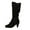 Black, variant on Womens Middle Mid Calf Boots Casual Boots High Knee Round Head Buckle Strap Boots for Women