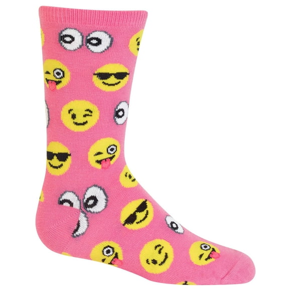 Hot Sox Kids Emoji Crew Socks, 4 - 10 LargeXLarge Youth, Pink