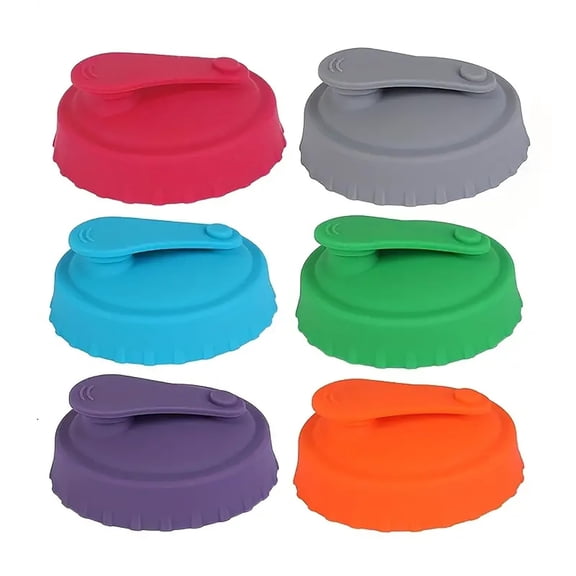 Glass Water Bottle, Tyeign Can Lids Juice Beverage Beer No Spill Silicone Can Lid Standard Cans Protector (6 Pack Assorted) Water Cups Glass Water Bottlesglass Water Water Cup Dispenser Pink