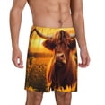 thumbnail image 2 of Balery Vintage Sunflower Cow A Pantalones cortos de pijama de punto de algodón para hombre con cinturilla y bolsillos-XX-Large, 2 of 6