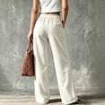 thumbnail image 4 of Stralyhd Wide Leg Pants Woman Corduroy High Waisted Button Up Work Pants Women Trendy Business Casual Outfits Comfort Fit Trousers White M, 4 of 4