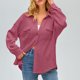 thumbnail image 2 of Camisa con bolsillos de color liso para mujer: top de punto holgado de manga larga, poliéster, versátil para primavera/otoño, tallas US 4-12, EU 34-42, 2 of 8
