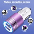 thumbnail image 6 of Car Charger,AILKIN QC 3.0&2.4A Fast Charge Car Cigarette Lighter Socket Quick Fast Charging Dual USB Car Charger Adapter,Purple, 6 of 6
